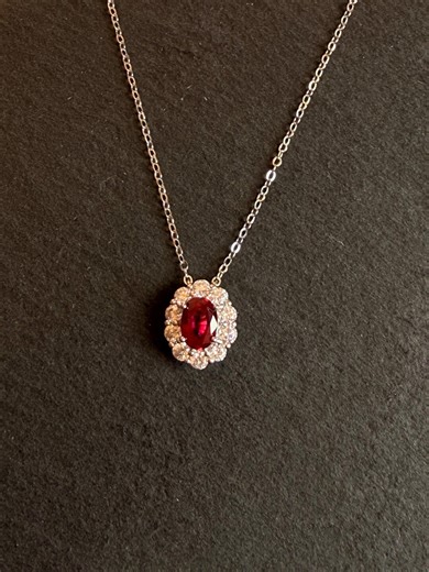 Timeless Elegant Lab Created Ruby Necklace, 1ct Oval Cut Pendant, Solid 925 Sterling Silver, 18K White Gold Plated, Minimalist Jewlry - Etsy