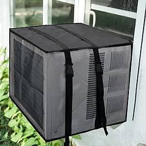 Luxiv Newest Design Mesh Window Air Conditioner Cover Outdoor, Support Window AC Unit Work Use for Outside Insulation Black Dust-Proof Waterproof Outdoor AC Protection Defender