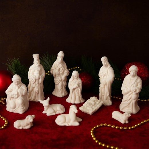 Vintage Ivory Porcelain Bisque Nativity Set – 10 Piece Miniature Christmas Creche, 4 Inch Tallest Figure - Etsy