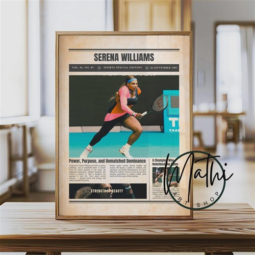 Serena Williams Newspaper Poster: Sports Special Edition Tennis Wall Art (digital or Physical) - Etsy