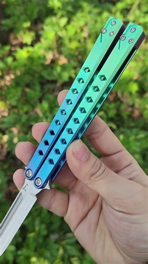 Blue River Konohishi Clone Balisong.blue green gradient ordinary pattern concave grinding
