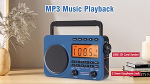 NOAA AM FM Shortwave Radio, 4000mAh Rechargeable Radio with NOAA Weather Alert for Hurricane/Cyclone, Digtal AM FM with Large Screen/Digital Tuning,SD/USB Playback Suitable for Outages, Outdoor