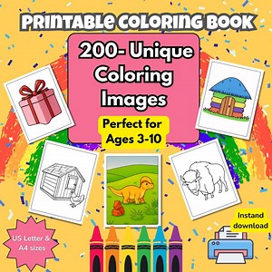 Ausmalbilder für Kinder: 200 lustige Tiere & Dinosaurier Designs (Digitaler Download) - Etsy.de