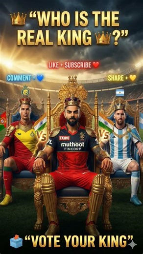 👑 Cristiano Ronaldo vs Virat Kohli vs Lionel Messi |WHO IS THE REAL KING? 🗳️#reels #shorts #trending