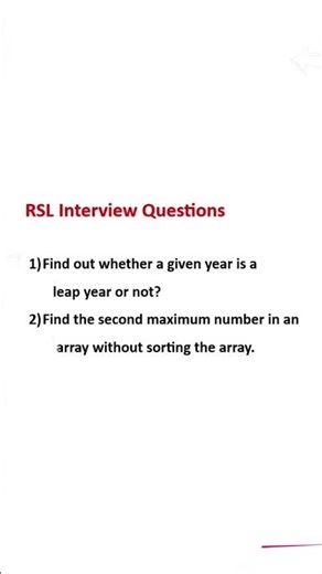 Raja Software Lab (RSL) Interview Questions📑 #RSL #java #Coding