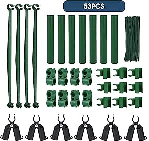Adjustable Garden Stakes Connectors, Plastic Plant Trellis Clips for 0.43 inch Diameter Rods Connecting Joints for Tomato Cage Cucumber Teepee Climbing Plants Frame