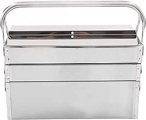 Tool Box, 3-Layer 5-Tray Cantilever Tool Box Stainless Steel Portable Folding Auto Maintenance Storage Organizer Cantilever Toolbox for Garage Trunk(350 x 210 x 200mm)