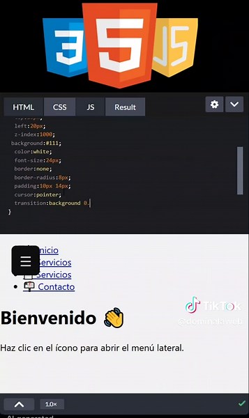 Menú Lateral Animado con HTML, CSS y JS
