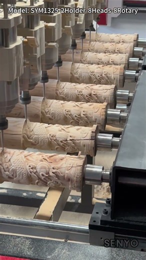 1325 Wood CNC Router with 2 Tool Holders 8 Heads Multi-Head & 8 Rotary Columns | Mass Production