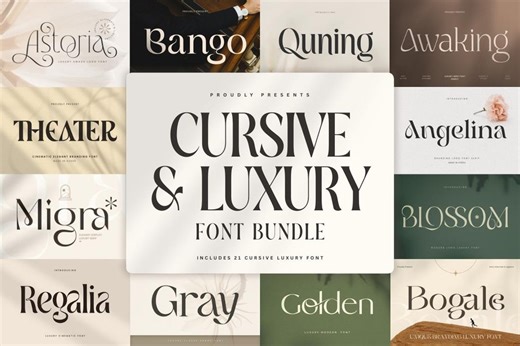 21 in 1 Cursive Luxury Fonts Bundle – Sans Serif & Serif, Logo Design (digital Download) - Etsy