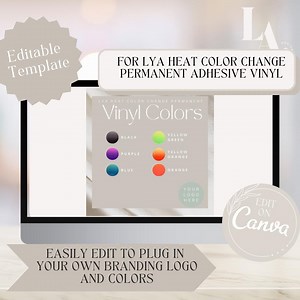 Vinyl Color Swatch Chart for LYA Heat Color Change Permanent Adhesive Vinyl, Editable Vinyl Chart Template, Vinyl Swatch Editable on Canva - Etsy
