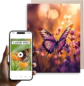 Magic Greetings - Butterfly Anniversary + Love Card - Interactive Video Card - Romantic Anniversary Card for Butterfly Lovers, Girlfriend, Wife - Easy QR Activation No App Needed - Made in USA