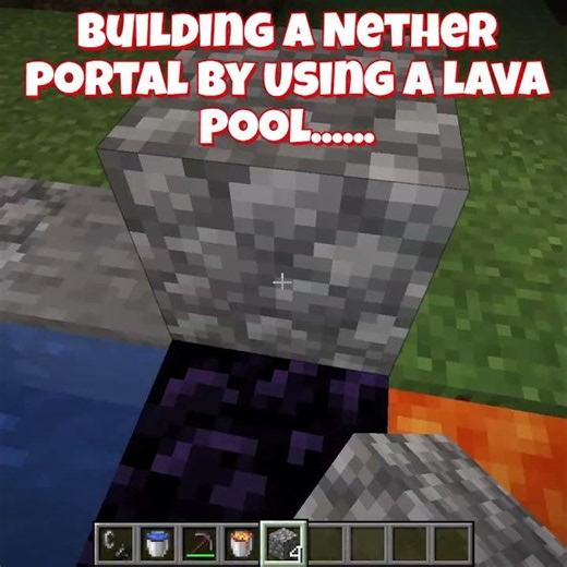 Building A Nether Portal By Using A Lava Pool.....(Easy and Short) #minecraft #shorts