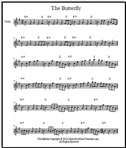 Free Irish Fiddle Sheet Music "The Butterfly"
