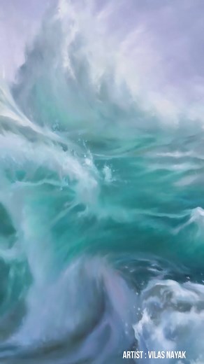 15K views · 273 reactions | Ocean waves, oil painting on canvas | Vilas Nayak | Facebook