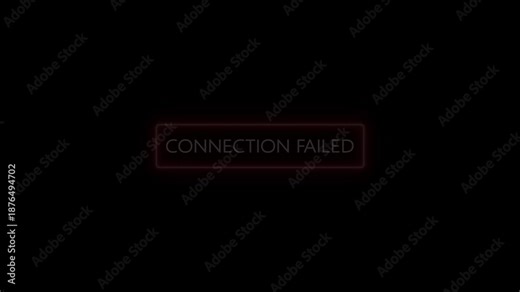 A digital displaying neon red color connection failed representing unsuccessful network access icon. Disconnected and technology app connection failed or on black background.