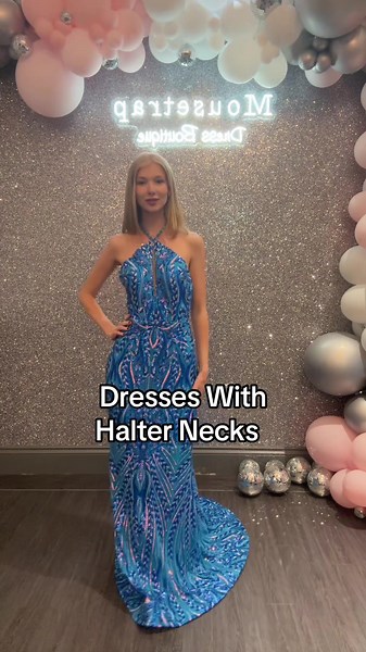 Which halter neck dress is your favourite? #halterneck #dresses #promdress #promdresses #prom2025 #morilee #fyp #foryou #cocktaildress #eveningdress #promdressshopping #fashion #fashionpos