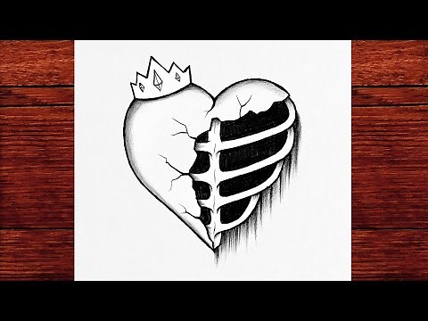 How to Draw a Broken Heart with Crown | Dark Aesthetic Pencil Art