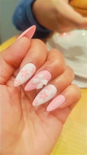 “Floral Fantasy Nails 🌸 | Soft Pink Elegance with 3D Bow Magic 💅” #awesomenails