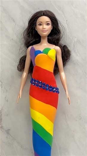 Clay DIY Barbie Rainbow Mermaid #polymerclay #barbie #barbiecrafts