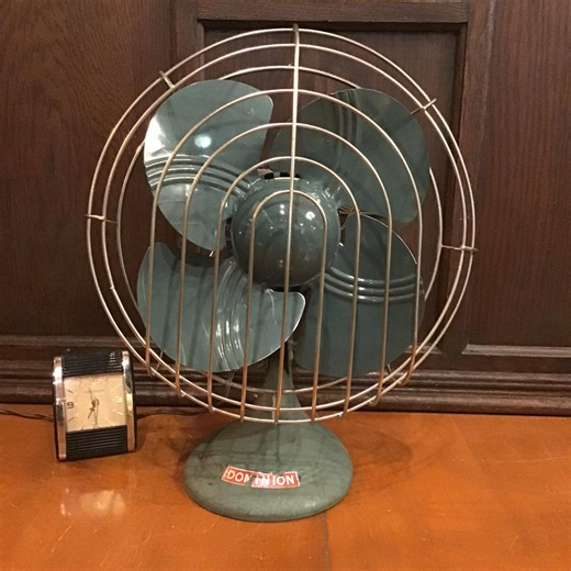 Dominion Oscillating Fan, All Metal Single Speed 4 Blade Desk Fan #2012 Mansfield Ohio. Green, Good Air Flow, Open Cage Design Made in USA. - Etsy