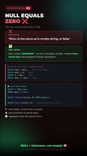 SQL Myth Busted: NULL Is NOT Zero (This Mistake Breaks Queries!)