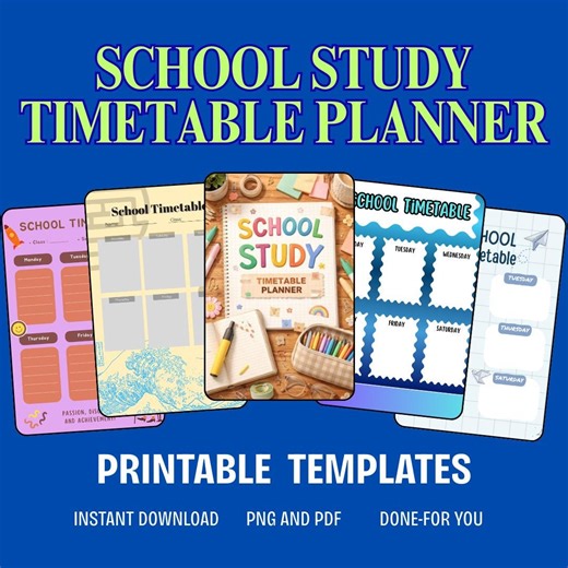 School Study Timetable Planner | Student Study Schedule | Weekly Study Planner | PDF PNG | Instant Download - Etsy