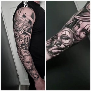 🔥 Wow 🔥 Stop scrolling and feast your eyes on this epic Chicano/gambling themed sleeve completed by Martins over several sessions 😍 He’s back with us in October/November and has limited availability. Get in quick before they all go 💨💨 To make a booking with one of our world renowned artists then 💬 direct message here or 📲 call or whats app on 07745 528775 or emails us at info@revivaltattoos.co.uk @holygrailtattoocartridges @holygrail_tattooink @tattooeverythingsupplies @tattoo_iaa #tattoo