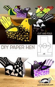 DIY PAPER HEN – CUT AND FOLD