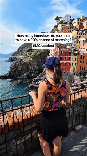 Dr. Alina, MD on Instagram: "Most applicants wildly overestimate how many interviews they “need” to match. This data shows how many interviews give a ~90% chance of matching by specialty. Note: this data is for IMG applicants only. See my previous Reels for US MD and US DO applicants. A few important things to understand before you panic or relax too much: • This is probability, not a guarantee • More interviews ≠ automatically safer if the rest of your application is weak • Fewer interviews ≠ d
