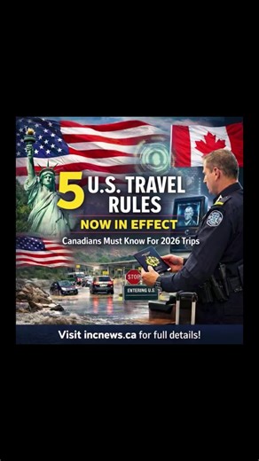 🇨🇦 5 U.S. travel rules already in effect will directly impact Canadians entering the United States in 2026 🇨🇦 From border screening and biometrics to longer-stay requirements, these changes can affect entry, delays, and compliance 🇨🇦 Check out full details before you cross the border and make sure you know what’s changed to stay prepared 👇 🔗 Link in bio @immigrationnewscanada.ca for full details! #canadatravel #ustravel #bordercrossing #usborder #travelrules