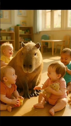 🐹👶 Capybara Plays with Babies in Daycare | The Cutest Heartwarming Moments 💕