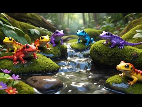 Five Little Salamanders on the Water Slide | Kids Songs & Nursery Rhymes