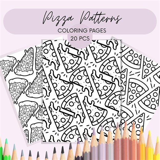 Pizza Pattern Coloring Pages. 20 Relaxing PDF Printable Sheets for Adults and Kids - Etsy
