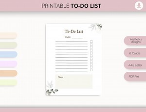 Printable to Do List | Daily to Do List | Minimalist | Floral to Do List | Aesthetic | Minimal | A4 and US Letter Size - Etsy