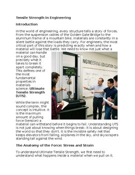 Tensile Strength in Engineering Design- Reading Passage and x 10 Questions