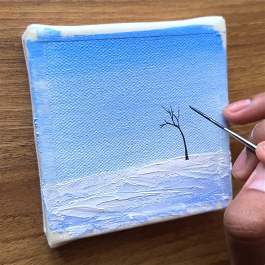 Red Tree in Winter Silence acrylic painting ❄️🌳 #painting #acrylicart #acrylicpainting #art #fblifestyle #winter | Vinee Painting