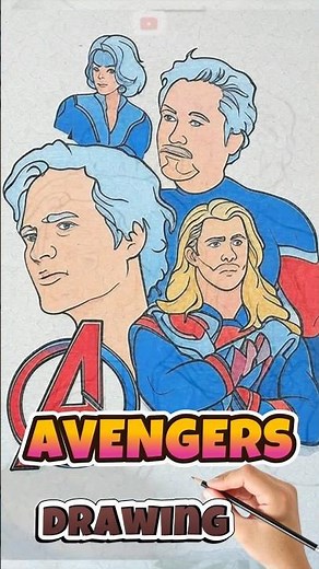 Avengers Watercolor Drawing 🎨 | Marvel Fan Art | #Shorts