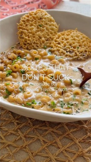 Creamy French Onion Ditalini Soup🧅🥣 #soupsthatdontsuck #frenchonionsoup #fallrecipes #soupseason
