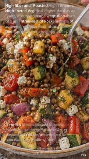 Lentil & Roasted Vegetable Salad #shorts #salad #highprotein #easy #recipe