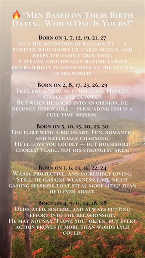 🔥 “Men Based on Their Birth Dates… Which One Is Yours?”