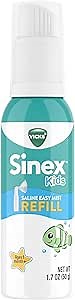 Vicks Sinex Kids Saline Easy Mist Refill, Drug Free Saline, Ages 1 Month+, Gently Clears and Soothes Everyday Stuffy Noses, Safe for Daily Use, 1.7 OZ