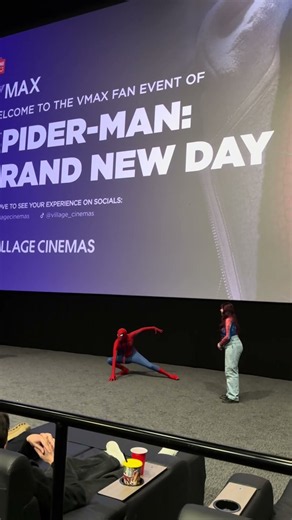 Spiderman costume contest at a fan screening