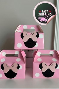 Minnie Mouse Birthday Favor Boxes: Pink Polka Dot Goodie Bags - Etsy