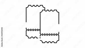 Animated linear icon. Theater ticket. Perforated paper ticket for admission to cinema. Simple black and white looped video isolated on white background