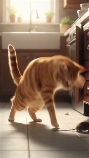 cat 🐈 Mouse 🐁 running Catch open mouth eat viral short video trending the video viral trend 📉