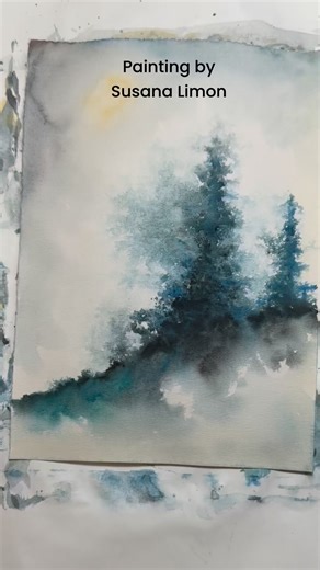 Watercolor painting trees #arttutorial #entertainment #artvideos #art #watercolor #watercolour #drawing #painting | Susana P Limon