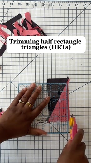 Trimming half rectangle triangles (HRTs) the easy way. #quilting #sewingtips #quiltingtutorial
