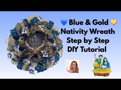 DIY Nativity Christmas Wreath | How to Make an O Holy Night Mesh & Ribbon Tutorial 🎄✨