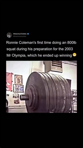 Celeb history | Past & Facts on Instagram: "Before the 2003 Mr. Olympia, eight-time champion Ronnie Coleman pushed the boundaries of strength even for elite bodybuilders by attempting an 800-pound back squat in the gym. As he described in training videos and interviews, his mindset began long before he stepped under the bar—he psyched himself up on the way to the gym, focused mentally on the lift, and reminded himself of his previous training successes like deadlifting the same weight. On squat